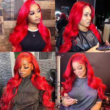 Neobeauty Density 250% Body Wave Red Lace Front Wig Transparent Lace Red Hair Color 13x4 Lace Front Human Hair Wigs